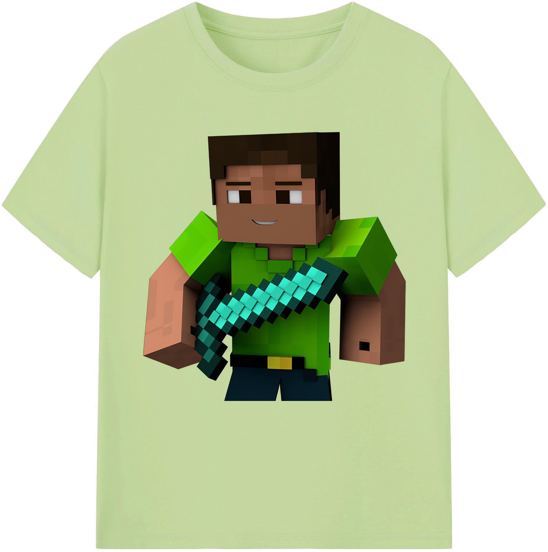 （画像用） マインクラフト ブロックの世界 Minecraft MC Block world 綿100％半袖Tシャツ（フロントプリント）